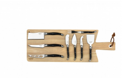 LAGUIOLE Premium - no�e na syr 8 ks, rukov� �ierna - s drevenou doskou