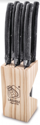 LAGUIOLE Premium - steakov� no�e 6 ks, rukov� �ierna, povrchov� �prava �epele �ierna
