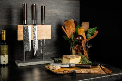 STYLE DE VIE SDV-624139 Magnetick� stojan na no�e s kamenn�m podstavcom, dub (2)